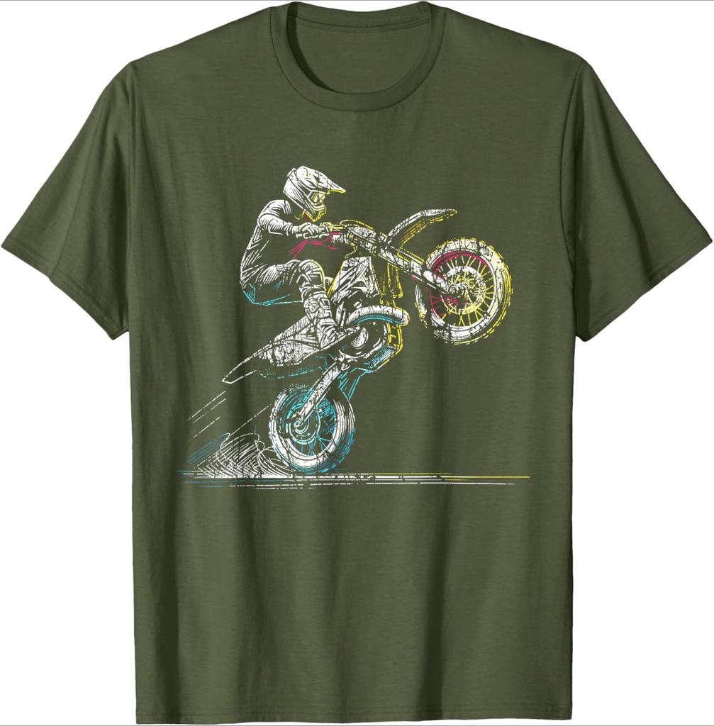 Dirt Bike Rider Retro Motorcycle Motocross TShirt 100 Cotton ONeck Short Sleeve Summer Casual Mens Tshirt Streetwear