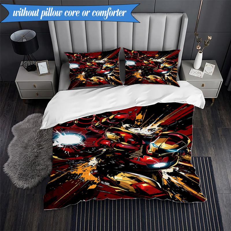 3PCS Iron In Action Bedding Set,Including 1pc Duvet Cover And 2pcs Pillowcases Perfect for Bedroom, Dormitory, Fan Christmas gift