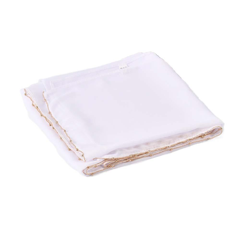 Elastic Colorful Beaded Headscarf Hijab Chiffon Large Shawl Ethnic Style Printed Tail Turban  Women