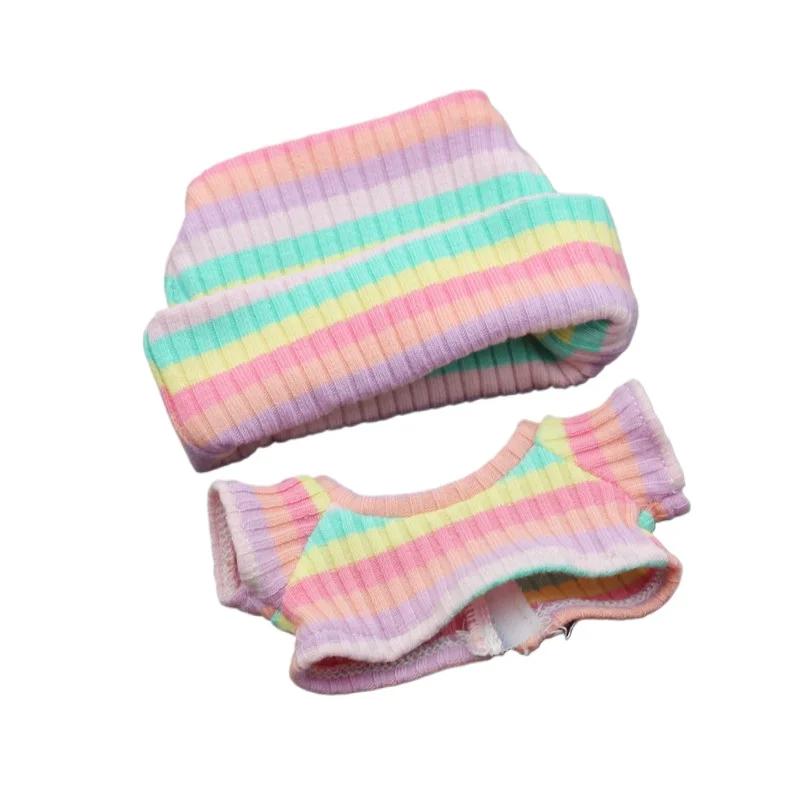 Одежда для куклы Наряд Аксессуары Для 15-17см куклы Ropa Labubu Шляпа с полями пуловер футболка короткая плиссированная юбка комплект Одежда