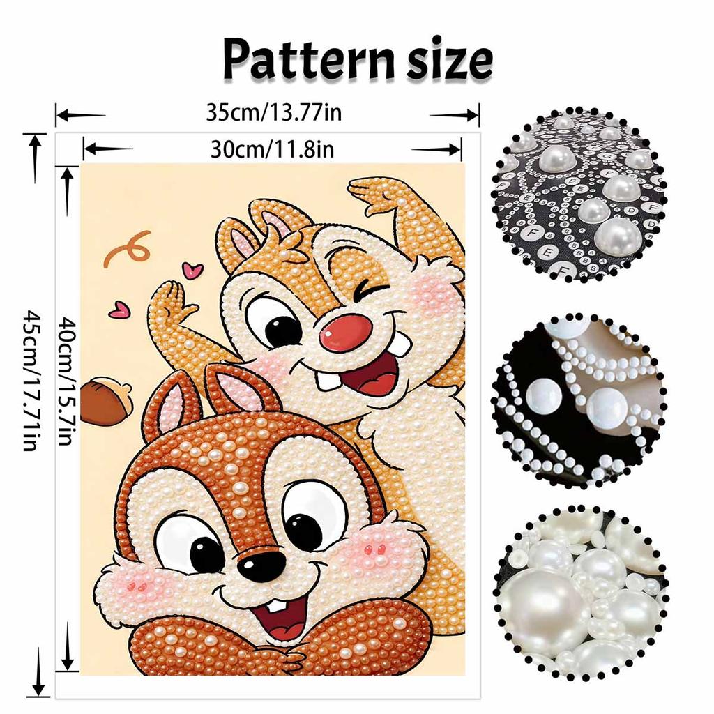 Disney 5D DIY Pearl Painting Kit, Chipmunk Friends Home Bedroom Wall Decor Crafts Handmade Gift