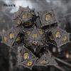 7 Pcs Black Yellow Eyes Metal Dice Solid Metal Polyhedral Dice Set Suitable for Role-Playing RPG Game Dice Role-Playing RPG
