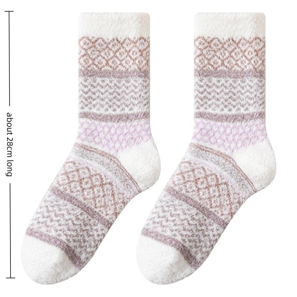 Fashion Autumn Winter Coral Fleece Socks Thicken Warm Sleep Socks Soft Half Fleece Medium Tube Sock For Women Girls