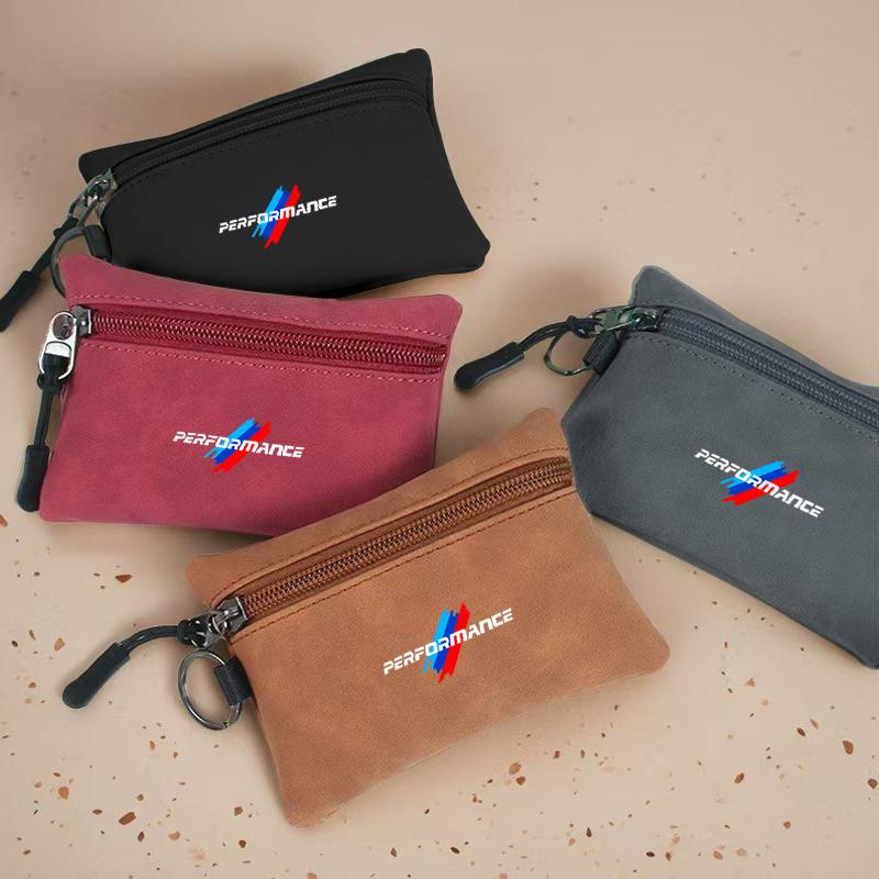 Portable Suede Car Key Bag Zipper Wallets Card Coin Pouch For BMW Performance X1 X3 X4 X5 E46 E90 F20 E60 E39 F10 M1 M2 M3 M5 M6 GR3