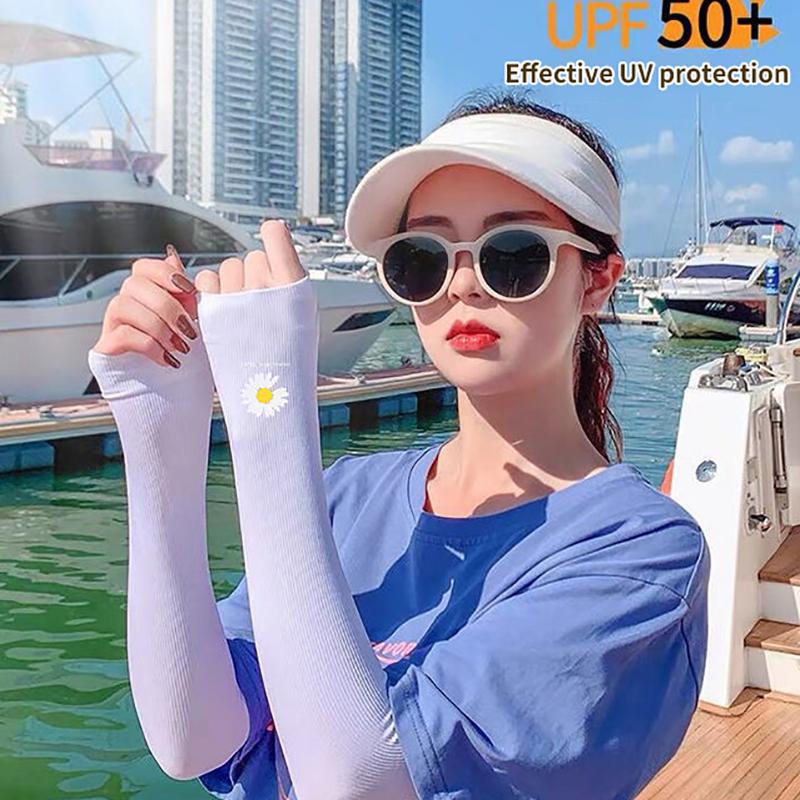 Daisy Sunscreen Ice Sleeve Female Ins Breathable Uv Arm Sleeve Male Ice Silk Sun