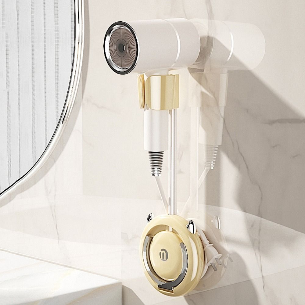 360° Adjustable Hair Dryer Fixer Wall-Mounted Hair Dryer Storage Rack Hair Dryer Organization