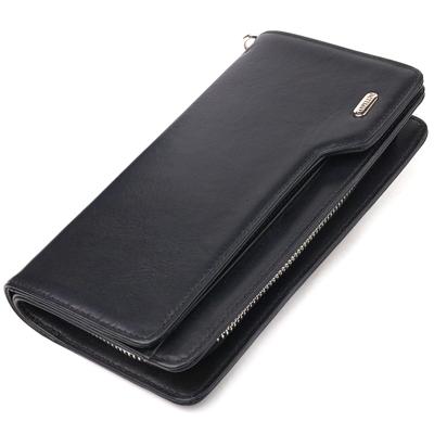 Practical Women's Purse Clutch Made of Genuine Leather with Crocodile Embossing CANPELLINI Wallet 21540 Black
