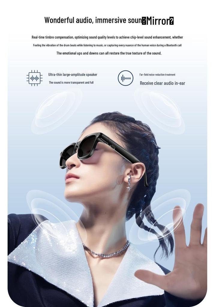 M08 AI Smart Glasses - Call Reminder, Photo & Video Recording, Bluetooth Tech