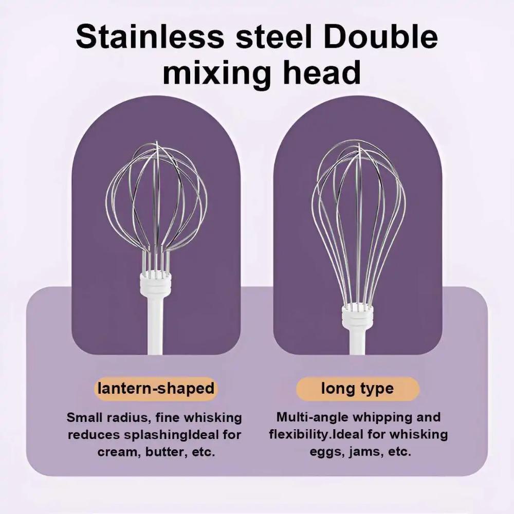 Rechargeable Wireless Electric Egg Beater Replaceable Whisk Head Milk Frother Food Blender Cake