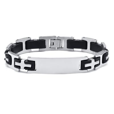 Titanium Steel Silicone Curved Bracelet for Men - Engravable Jewelry Accessory