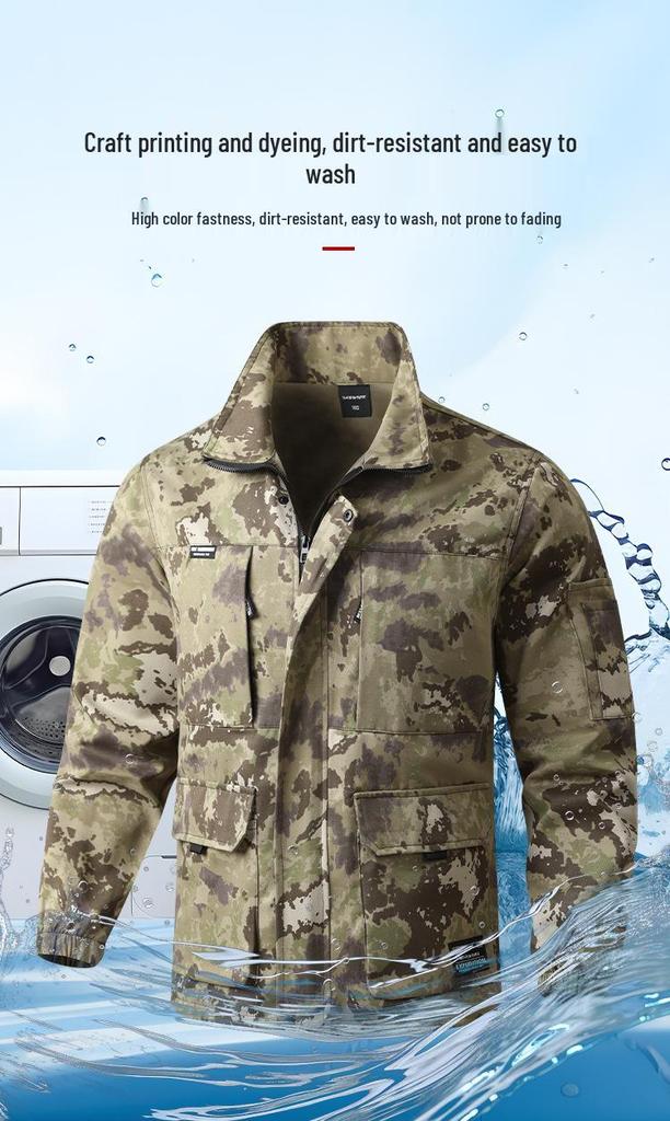 Set de îmbrăcăminte de lucru camuflaj pentru bărbați, pentru exterior: Îmbrăcăminte tactică de alpinism respirabilă, rezistentă la uzură, pentru primăvară și toamnă.