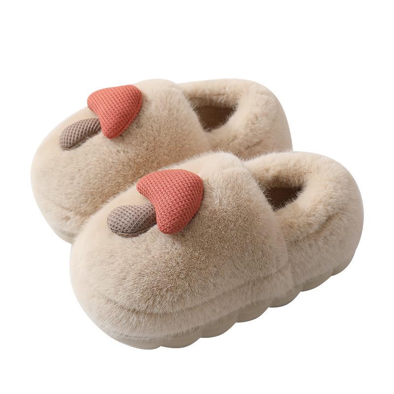 thick-soled mushroom cotton slippers autumn and winter indoor non-slip parent-child household eva fluffy slippers confinement shoes