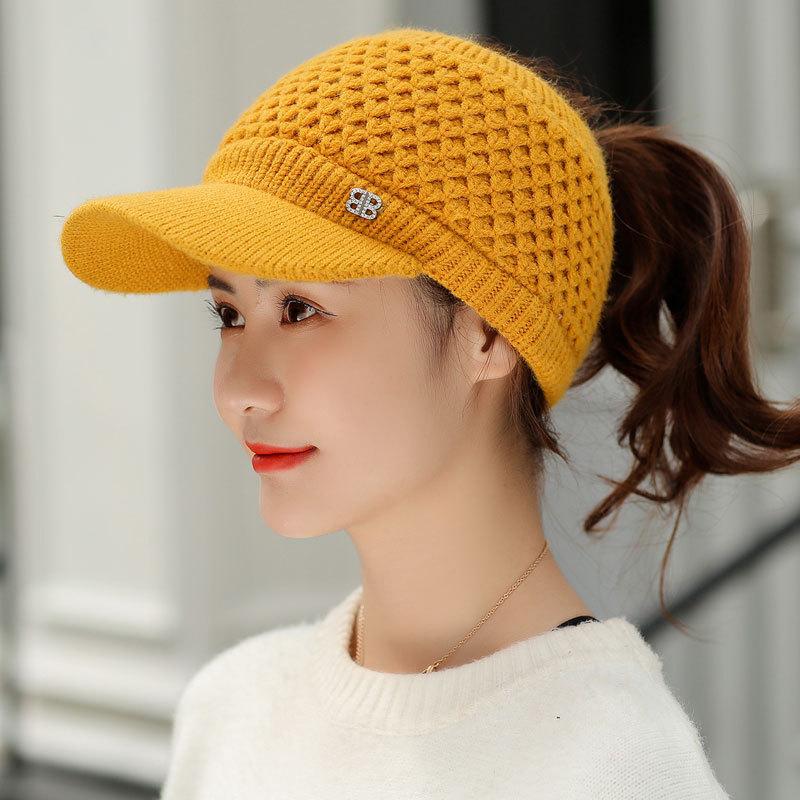 Casquette vide pour femmes Casquette tricotée tendance Casquette extérieure pour femmes Vélo Décontractée Polyvalente Casquette en laine Casquette de baseball pour étudiants