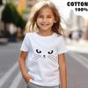 100% Cotton Kids Girls' Black White Red Cat Tee Shirts Crew Neck Short Sleeve Outdoor Casual Daily Active Fashion Cute Crewneck Summer