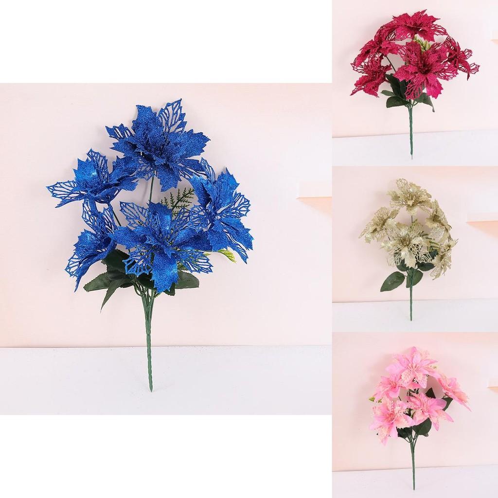 Christmas Flower Bouquet Holiday Decor With Faux Petals For Home Festive Celebration