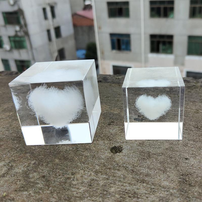 Crystal Transparent Glass Stone Carved Clouds Dandelion Rain Sun Love White Embryo Decoration. Best Choice for Gift Giving