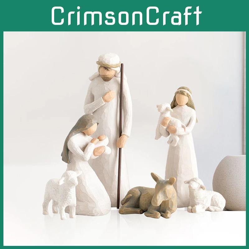 Shepherdess Toy Model Resin Christmas Scene Gift Set Angel Seasonal Gift Giving