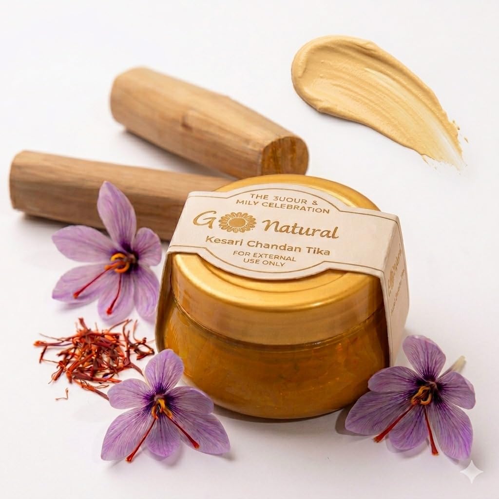 Go Natural Chandan Teeka | Natürliche und Kräuter-Sandelholzpaste für Holi, Feste, Rituale und Feiern | 100g Packung