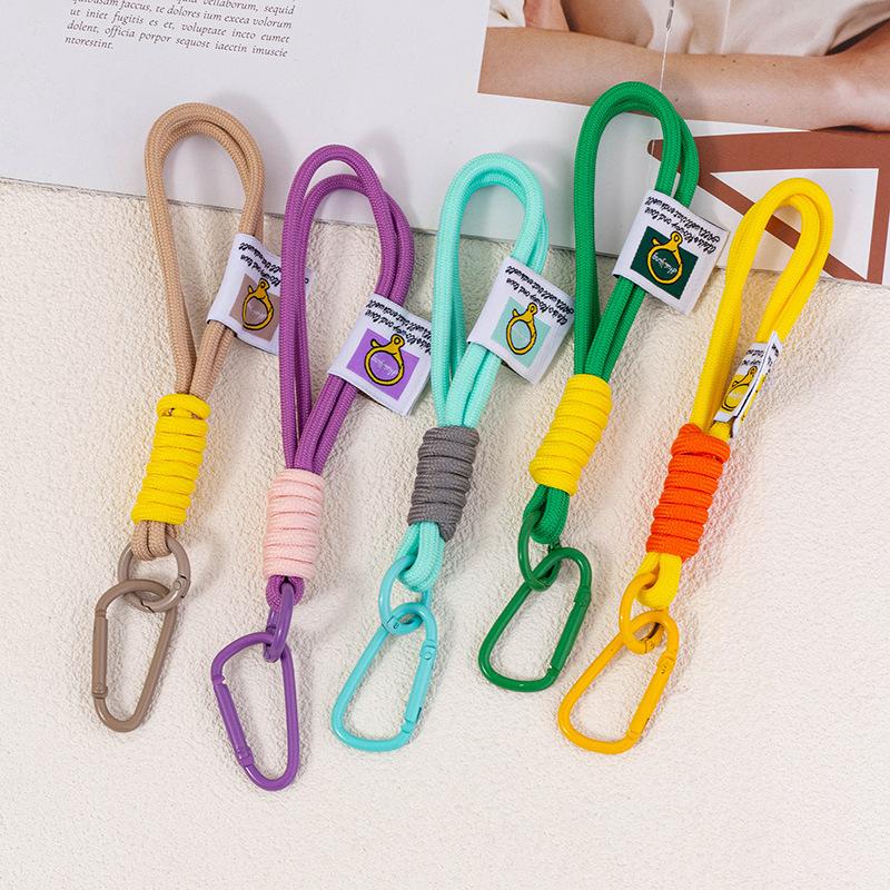 Creative Braid Rope Keychain Color Carabiner Alloy Keyring Phone Case Lanyard Backpack Pendant Accessory Unisex Hanging Jewelry