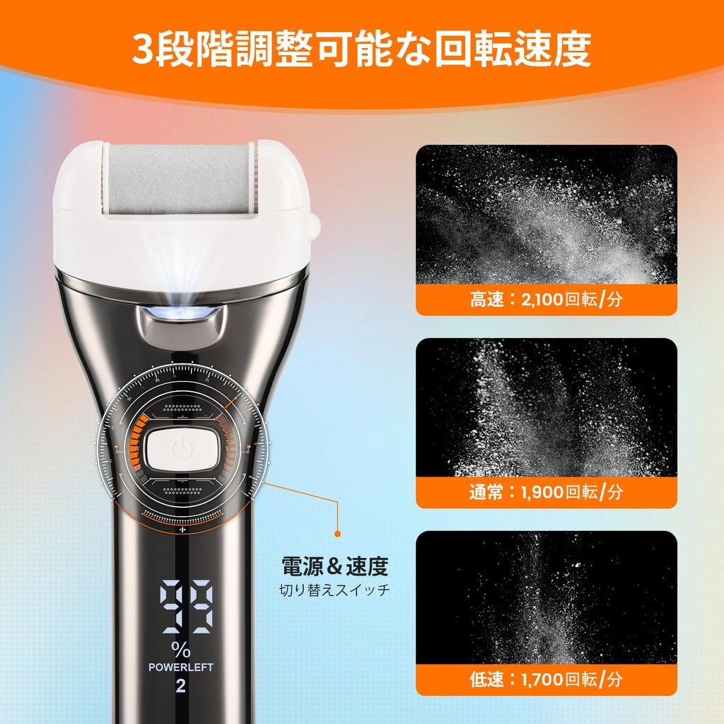 Professional Electric Callus Remover with 3 Replacement 3 Speed Display for Cracked Foot and Gift Idea Rollers, Rechargeable, Settings, Function,