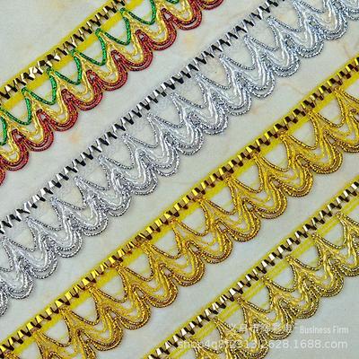 Gold & Silver Sequin Lace for Dance Costumes, 2.7 Cm Wide, 13 Meters