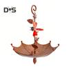 Hanging Birds Feeder for Outdoors Umbrella Shaped Birds Feeder Tray with Dragonfly/Butterfly/Honeybee Metal Wild Birds Bath for Garden Backyard Decor
