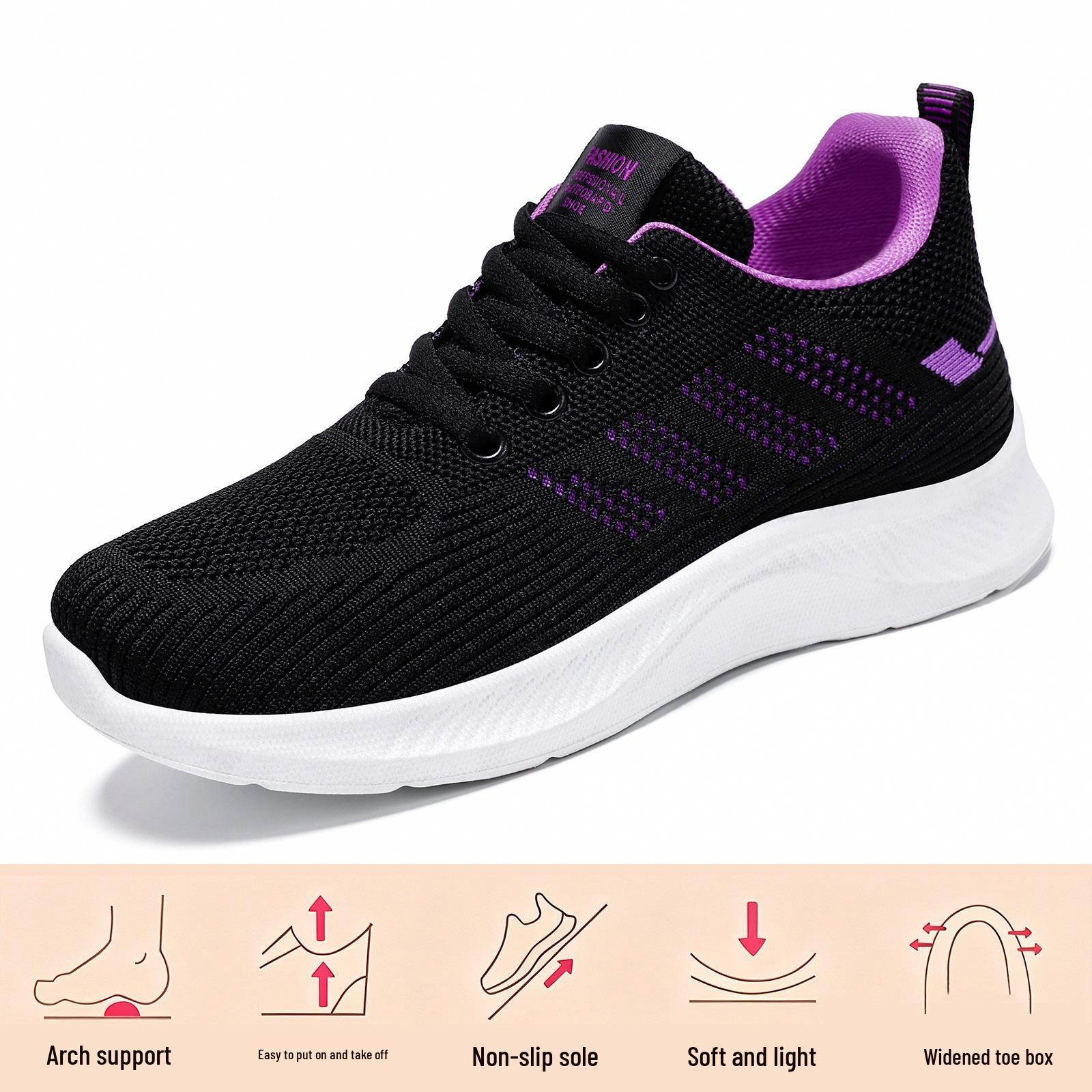 Jin Shi Yuan | Women s 2026 Spring Collection Breathable Flyknit Soft Sole Sports & Casual Shoes 41