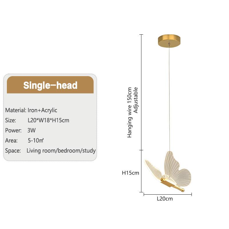 Lămpi moderne cu suspendare cu LED Fluture pentru noptieră Corpuri de iluminat suspendate Candelabru interioare pentru bucătărie acasă