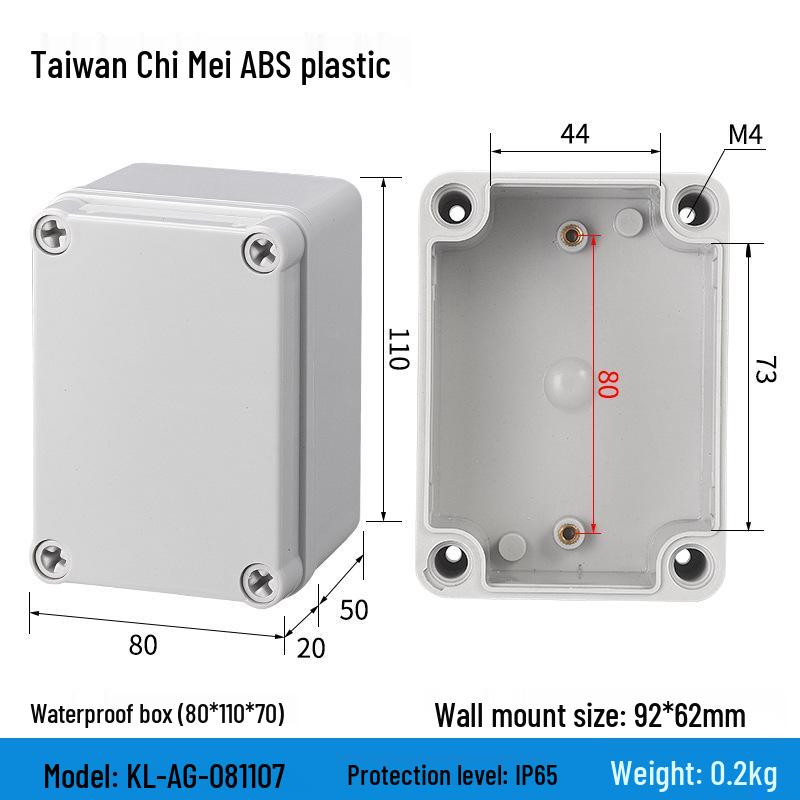 Outdoor Waterproof ABS Power Supply & Monitoring Socket Box with Wiring Terminal & Button