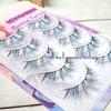 Set of Five Dreamy Ice Blue & Black False Eyelashes: Natural Flow, Realistic, One-Piece Fairy Cosplay Lashes