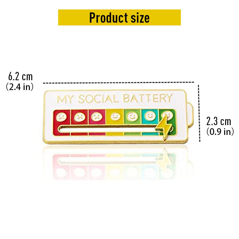 2pcs My Social Battery Pin Mood Change Brooch For 7 Days A Week Functional Aesthetic Brooch For Gifts