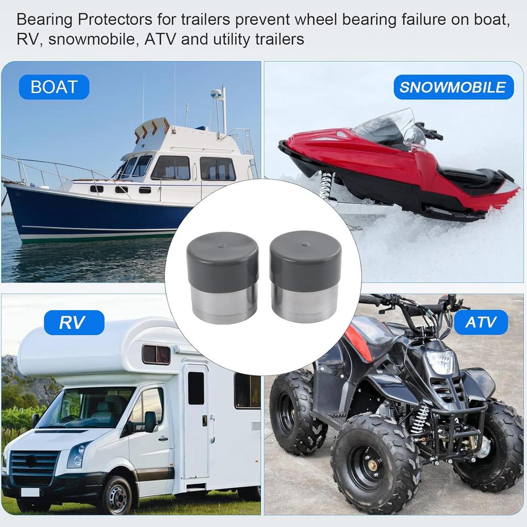 Wheel Bearing Buddy 1.98 Inch Bearing Protectors Chrome 2Pcs With Protective Bras For Trailer Boat