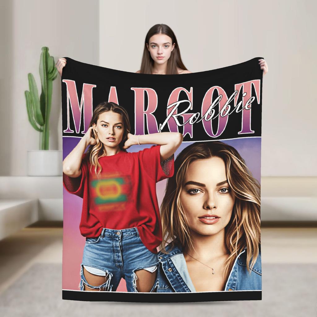 Warm Soft Blanket Picnic Margot Robbie Bedding Throws Funny Bedspread For Bedroom