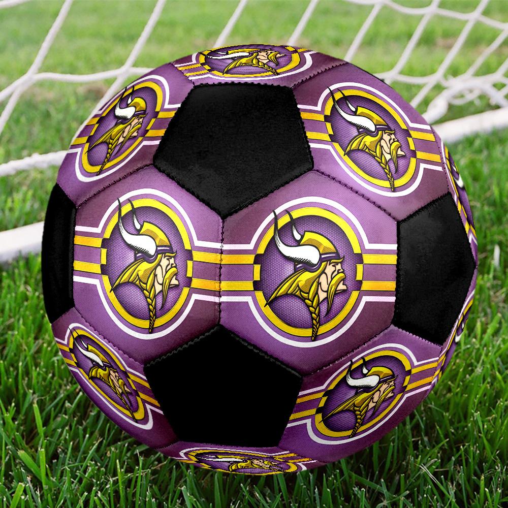 Minnesota Vikings2 Soccer Ball Colorful All Ages Machine Stitched PVC Competition Ready Durable High-Bounce.SIZE5