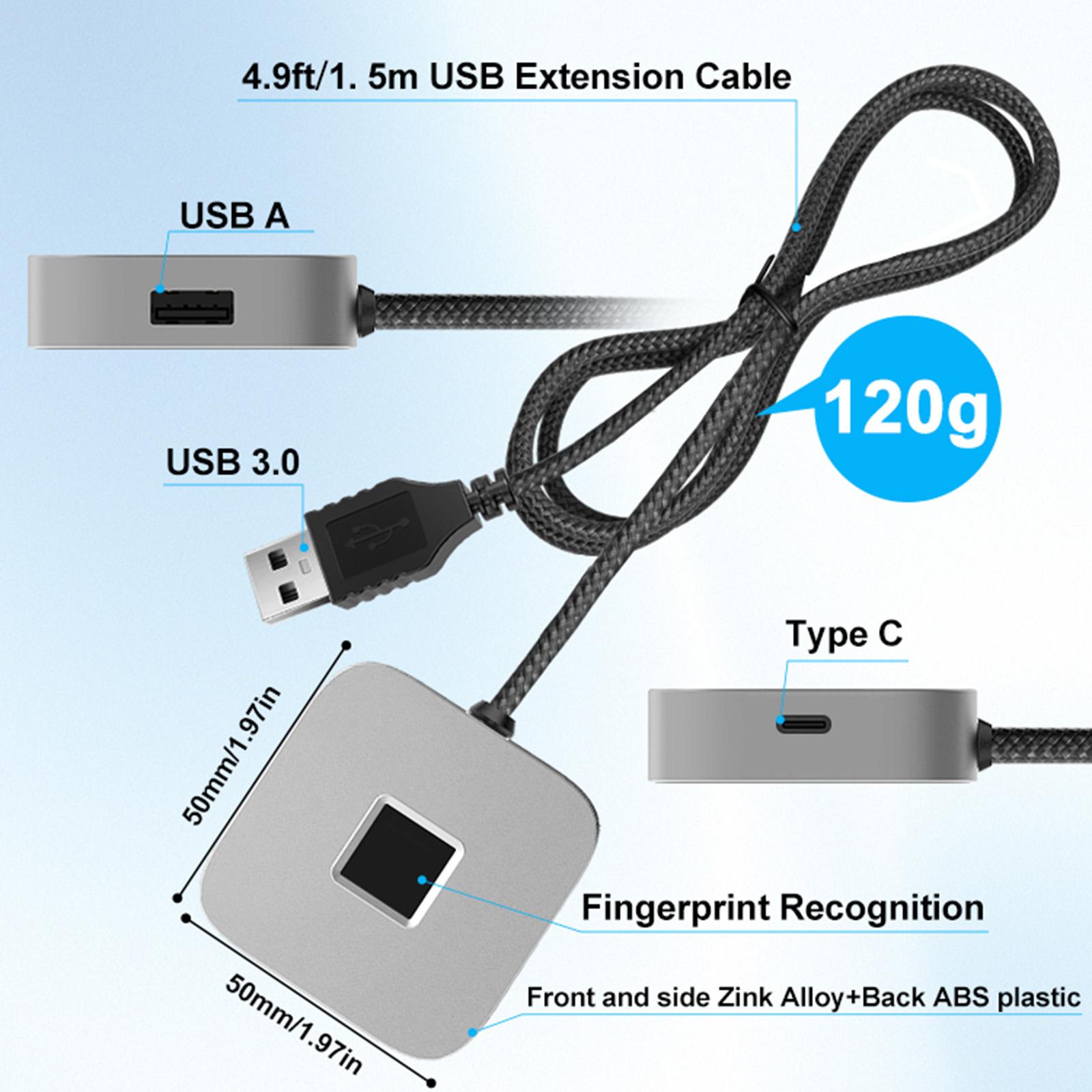 USB Fingerprint Reader with USB Hub For Windows Hello Fingerprint Reader Portable USB Fingerprint Logger for Windows 10/11