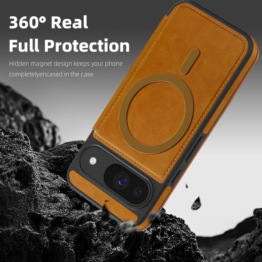 For Google Pixel 8 9 10 series.Lingdun Magnetic Business Leather Case-MagSafe-Compatible with Built-in Card Slots&RFID Blocking