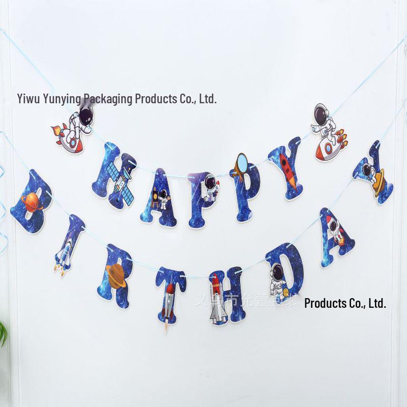 Astronaut Cartoon Birthday Party Banner Flags Streamers