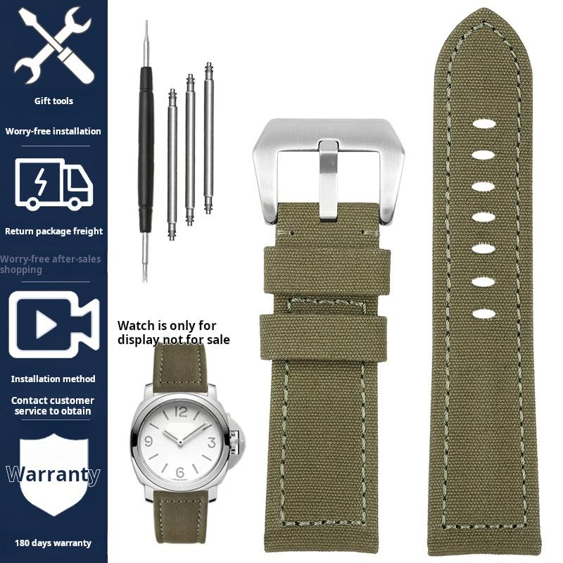 Voor Panerai PAM111 441 137 386 heren Horlogeband Nylon Canvas nylon Koeienhuid Horlogeband 20 22 24mm Roestvrijstalen Gesp Accessoires