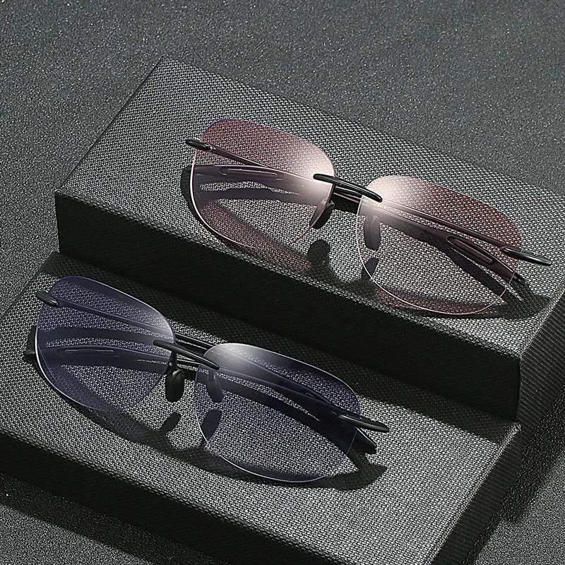 Progressive Bifocal Sun Reading Glasses For Middle-Aged Frameless Presbyopia Glasses Fashionable Prescription Eyeglasses Diopter