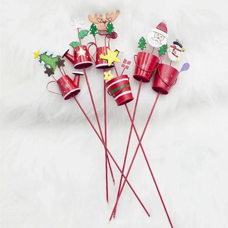 Christmas Series Metal Inserts Home Holiday Decorations Flower Pots Mini Creative Flower Arrangements Handicrafts Home Decor