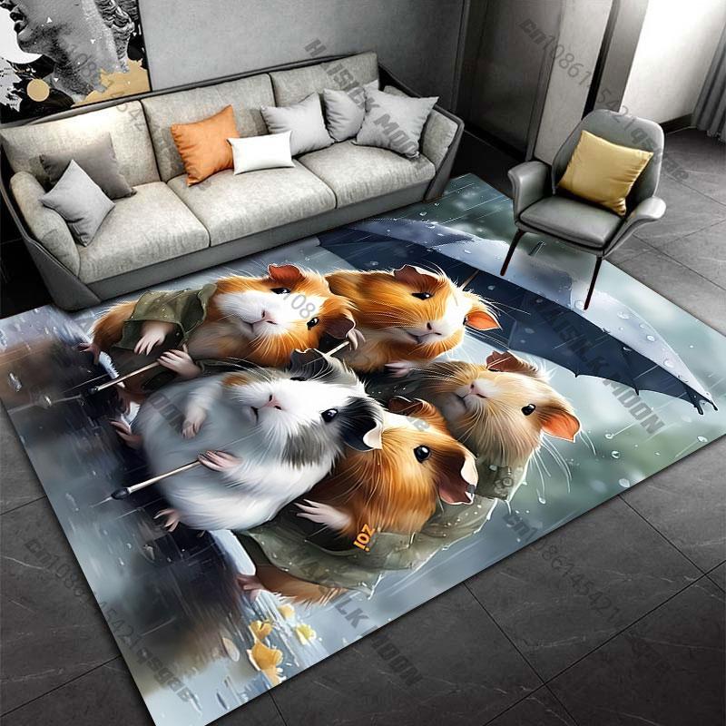 Guinea pigs sharing umbrella rain carpet Yoga living room room decor children's crawling mat doormat area rug games mat