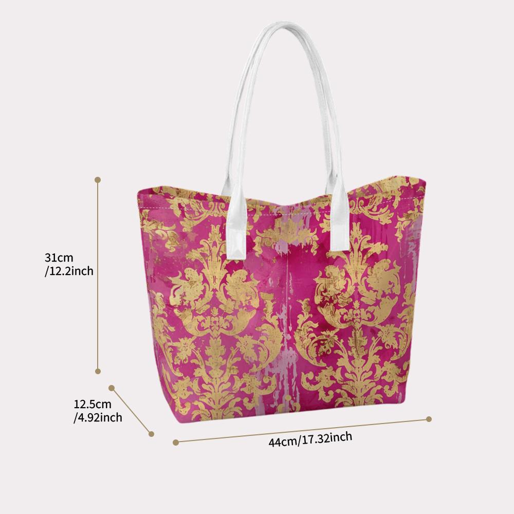 Elegant Damask Printed Tote Bag Fashion Casual Large Capacity Daily Shoulder Bag for Women