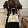 New Large Capacity Women's Backpacks Pearl Chain PU Leather Shoulder Bags Drawstring with Handle Mini Backpacks Women