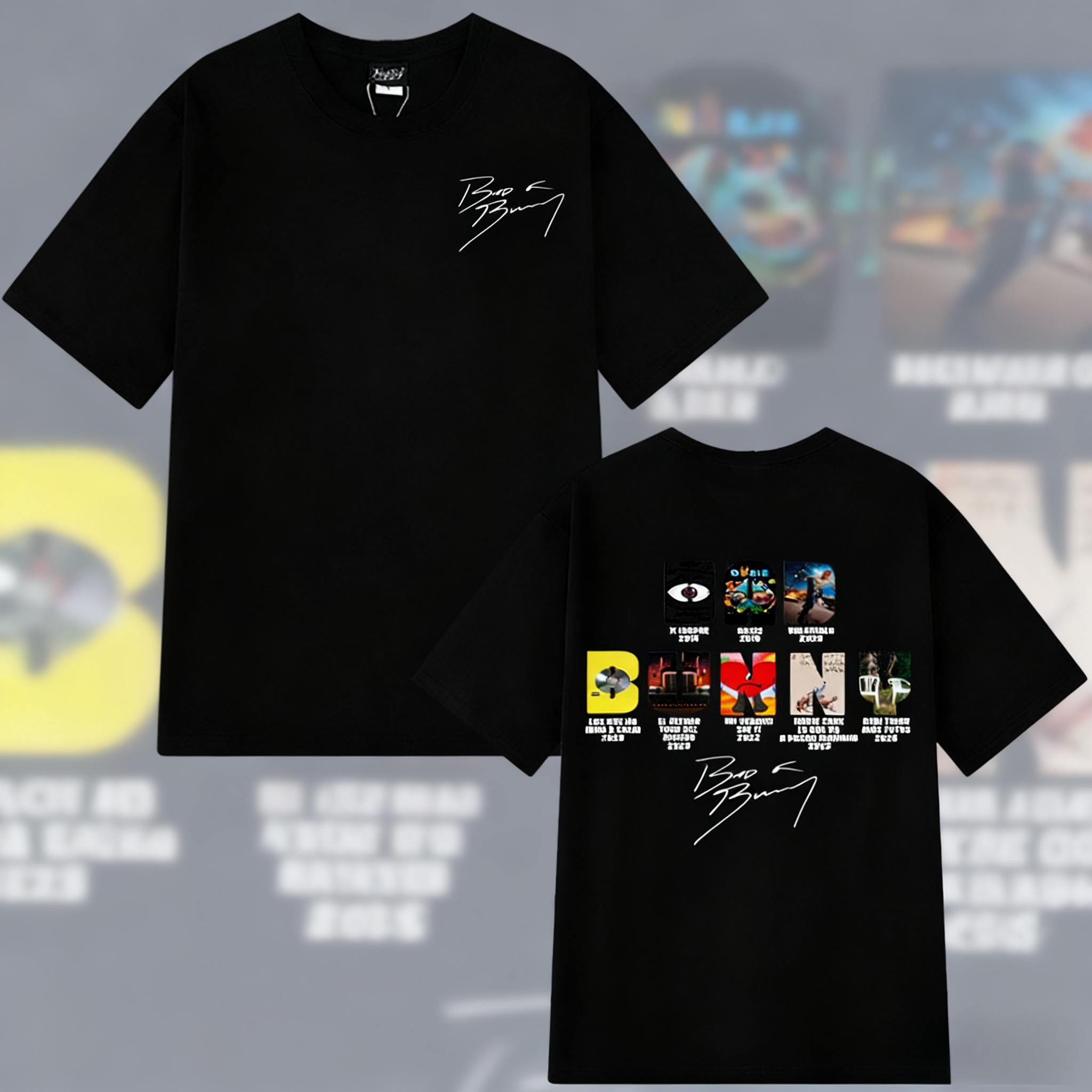 

Summer Rapper Bad Bunny Music Album Cover Print Vintage T Shirt Men Women Fashion 100% Pure Cotton Printed T-shirt S