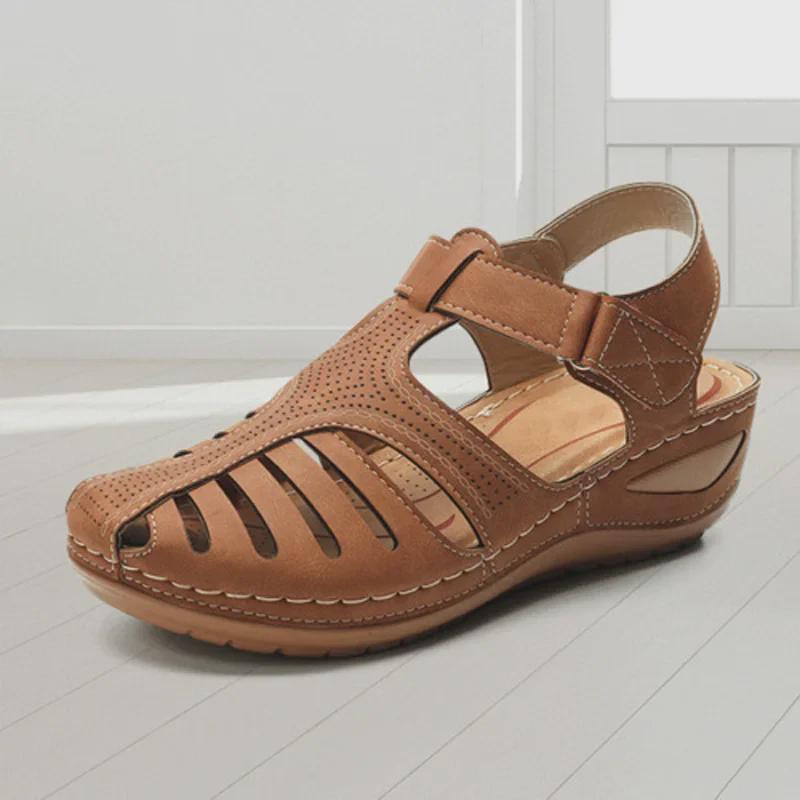 2023 Women's Large Size Hollow Wedge Round Toe Non-Slip Sandals - European & American Style