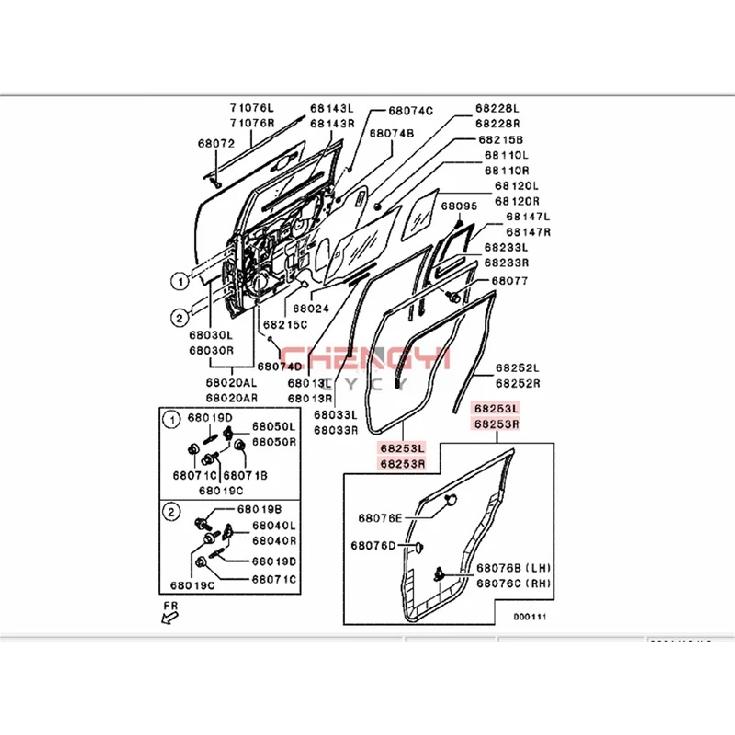 1PCS Door Rubber Seal Doorpost Rubber Strip Fit For Pajero Montero Sport KG5W KG6W KH6W 5725A329 5725A330 5755A337 5755A338