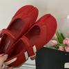 IPPEUM Women Tabis Mary Janes Shoes 2025 New Black Red Split Toe Ballet Flats Buckle Ballerina Shoes
