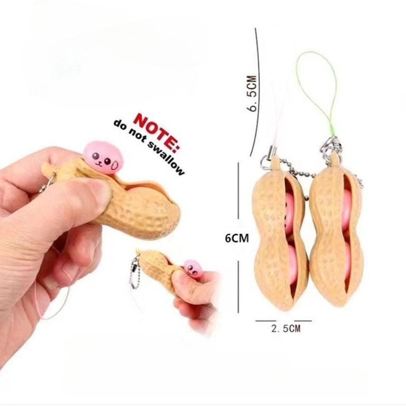 Fidget Toys Key Chains Pack Decompression Edamame Squishy Squeeze Peanut Peas Beans Keychain Stress Relief Adult Toy Keychain