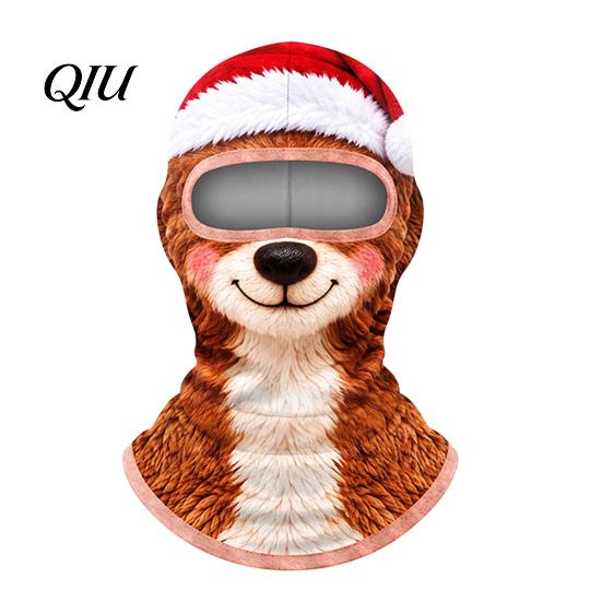 Winter Skiing Balaclava Velvet Face Mask for Christmas, Santa Snowman Reindeer Elf Balaclava, Cold Weather Guard Windproof Neck Gaiter Outdoor