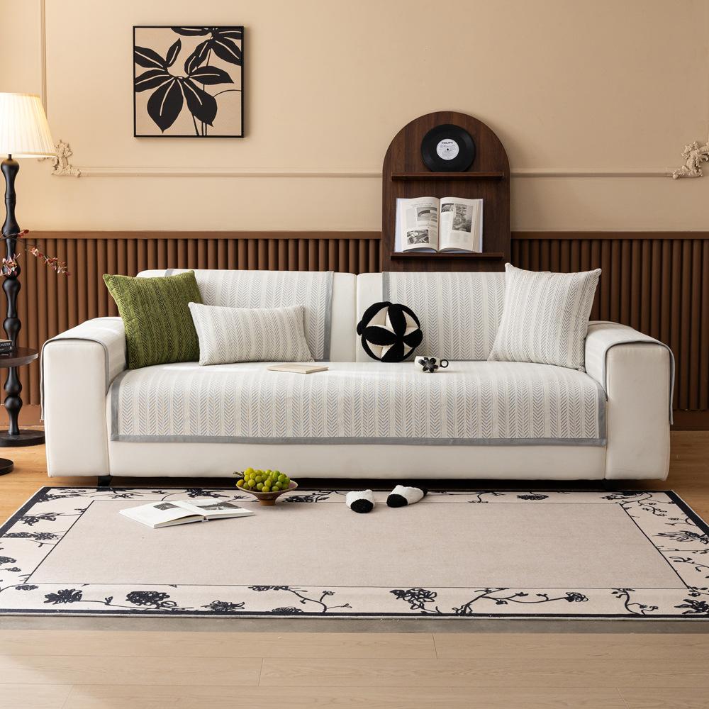 Fish Bone Pattern Sofa Cushion, Universal Non-Slip In All Seasons, French Medieval Simple Seat Cushion, Light Luxury Cover Cloth, Sofa Cover Towel